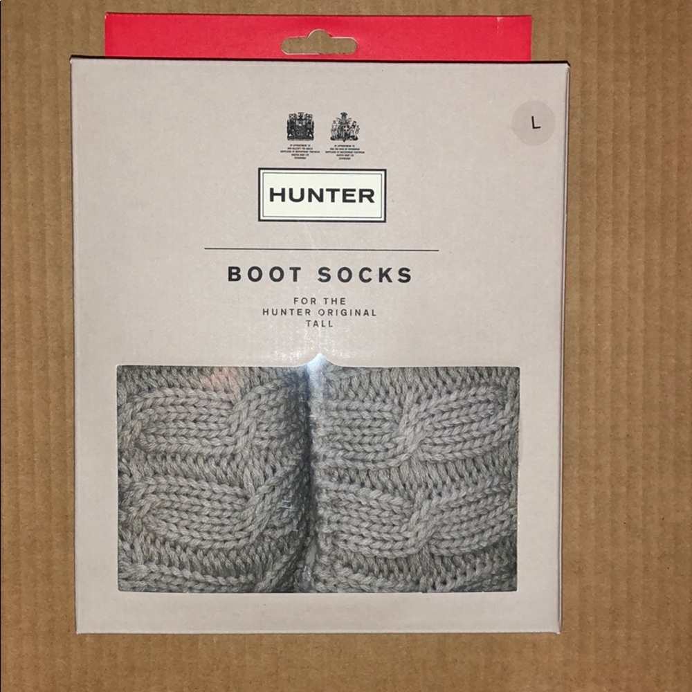 Hunter Boot Sock (original tall) size L. Greige